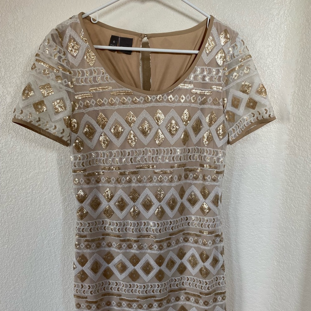 Cream and gold sequin dress